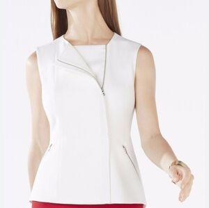 BCBGMaxAzria White Ribbed Pencil Blouse